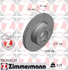 ZIMMERMANN 150.3402.20 FREN DISKI ON BMW E60 E61 E63 E64