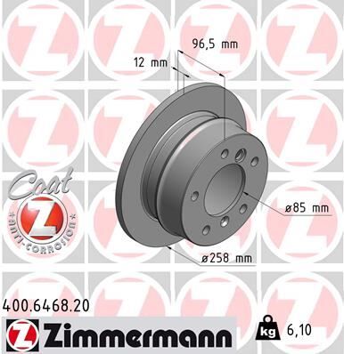 ZIMMERMANN 400.6468.20 FREN DISKI ARKA MERCEDES W463 B901>B904 . VW LT 28-35-46