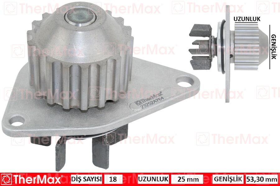 THERMAX T01.224 DEVIRDAIM SU POMPASI P106-P206-P207-P307-BIPPER-NEMO-PARTNER-BERLINGO-C2-C3-SAXO-XSARA 1.4 TU3JP-TU3A 1.4 8V MQP FIAT FIORINO 1.4 KFT.-KFV