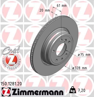 ZIMMERMANN 150.1281.20 FREN DISKI ARKA BMW E38 94>01 E31 92>96