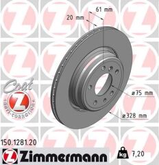 ZIMMERMANN 150.1281.20 FREN DISKI ARKA BMW E38 94>01 E31 92>96