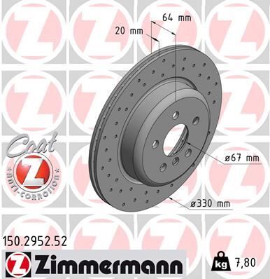 ZIMMERMANN 150.2952.52 FREN DISKI ARKA SOL BMW G20 G21 G28 G22 G23 G26 G30 G31 G32 G11 G12 G08 G01 G02 G05 G29 DELIKLI