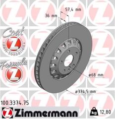 ZIMMERMANN 100.3374.75 ÖN FREN DİSK A4-A6 2016- TOUAREG 3.0 2017-