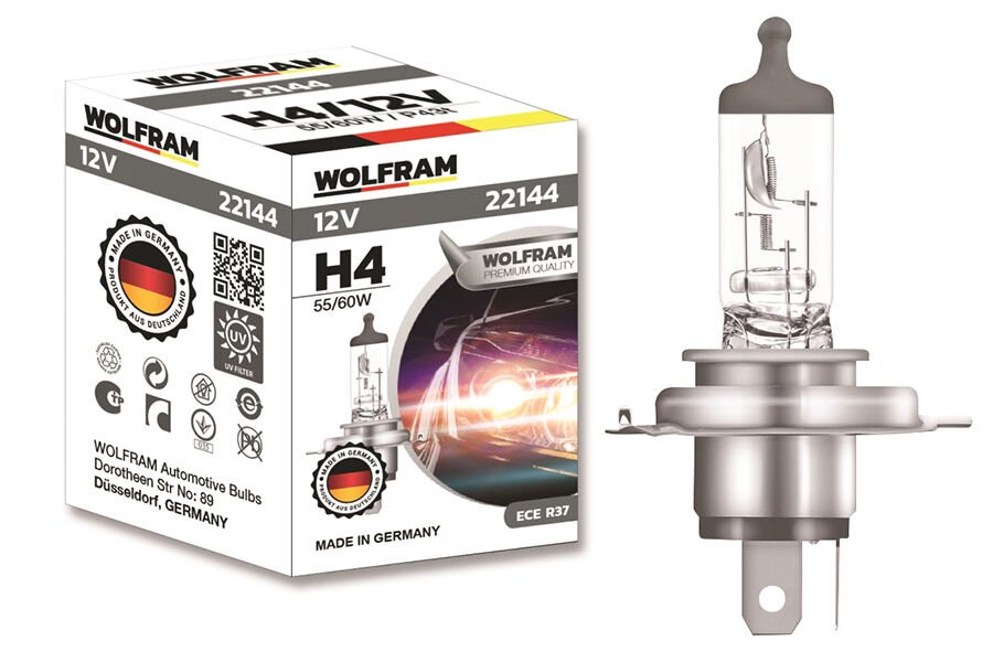 WOLFRAM 22144 AMPUL 12V H4 60/55 P43t STANDART IŞIK TIRNAKLI P43t 64193