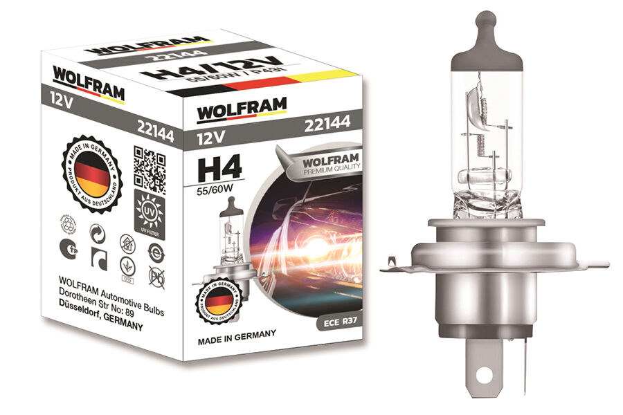 WOLFRAM 22144 AMPUL 12V H4 60/55 P43t STANDART IŞIK TIRNAKLI P43t 64193