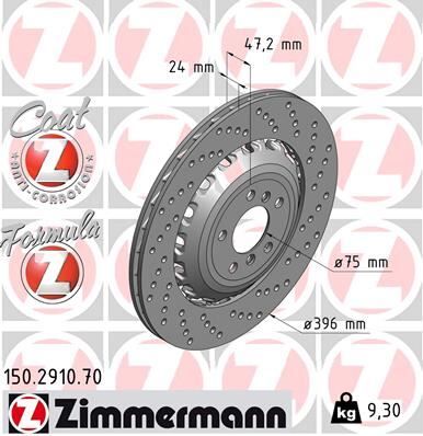 ZIMMERMANN 150.2910.70 FREN DISKI ARKA SAG BMW M5 F10 M6 F06 F12 F13