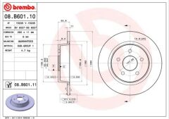 BREMBO 08B60110 FREN DİSKİ ARKA FORD FOCUS-KUGA-CONNECT 11> ÇAP:280mm MERKEZLEME CAPI 63.5 mm YUKSEKLIK 50.8 mm 5 Delik DIS CAP 279.8