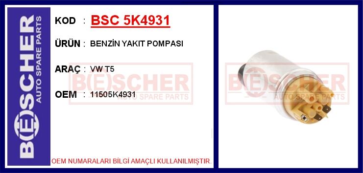 BSC 5K4931 BENZİN YAKIT POMPASI VW T5