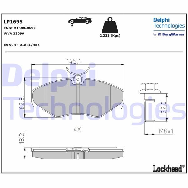 DELPHI LP1695 ÖN BALATA RENAULT TRAFIC II 01> OPEL VİVARO 01>