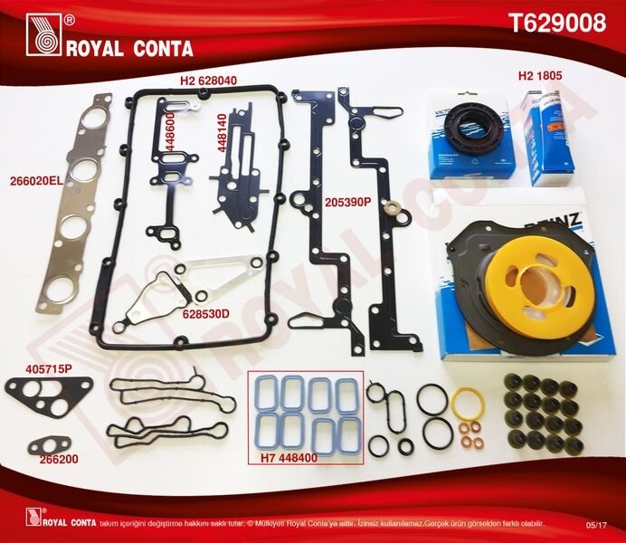 ROYAL T629008 MOTOR TAKIM CONTA REINZ KEÇ. SUBP.LASTİK SKC SİZ TRANSIT V348 11>14 V363 14 > RANGER 12 > 2.2TDCI 155PS EURO5 A.CEKER