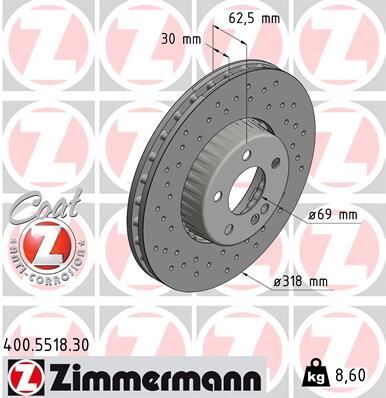 ZIMMERMANN 400.5518.30 FREN DISKI ON MERCEDES C-CLASS W205 S205 C205 A205