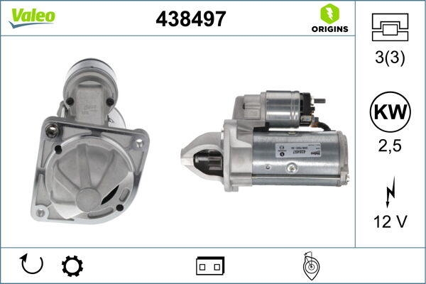VALEO 438497 MARS MOTORU 12V 2.5 KW 9 DIS FIAT DUCATO 2.3 3.0 HDI PEUGEOT BOXER-CITROEN JUMPER 2.5-2.8-3.0 HDI