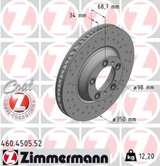 ZIMMERMANN 460.4505.52 FREN DİSK DELİKLİ ON SAG PORSCHE CAYENNE 9YA 17> PANAMERA 971 16> 350 MM - 34 MM