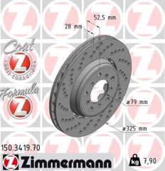 ZIMMERMANN 150.3419.70 FREN DISKI ÖN SOL BMW M3 E46 YÜKSEK KAPLAMALI HAVALI DELIKLI