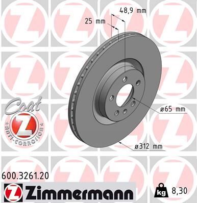 ZIMMERMANN 600.3261.20 FREN DİSKİ POLO 6 AW 2.0 TSI 16V