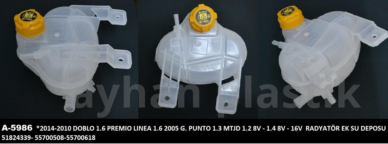 AYHAN A5986 GENLEŞME KAVANOZU KAPAKLI FIAT GRANDE PUNTO 05> LİNEA 09> DOBLO 09> 1.3D MJET 1.4 RADYATÖR YEDEK SU DEPOSU
