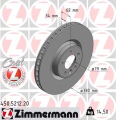 ZIMMERMANN 450.5212.20 FREN DISKI ON LAND ROVER RANGE ROVER L405 L320 L494