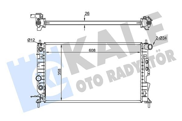 KALE 374200 SU RADYATÖRÜ OPEL VECTRA B 1.6I 2.0I 1.6 1.8 2.0 2.2 16V 95-02 AT AC BRAZING 609x368x26 1300221-1300240-24402888-52464524-1300159-52479101-52484607-52464573-52479099-1300182-52488059