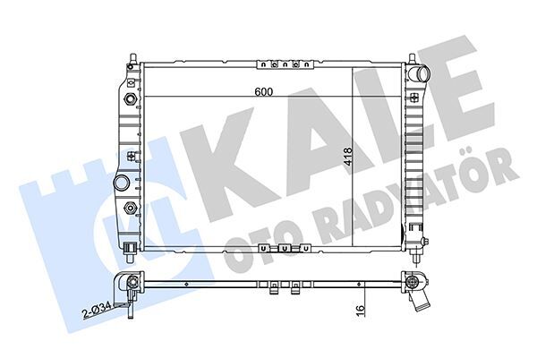 KALE 372300 SU RADYATÖRÜ CHEVROLET AVEO-KALOS 1.4 OTOMATİK AL/PL/BRZ 600x418x16