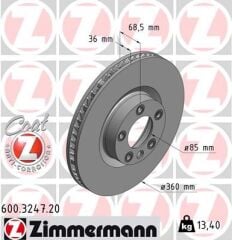 ZIMMERMANN 600.3247.20 FREN DİSKİ ÖN SOL CAYENNE TOUAREG 3.0 V6 TDI 0986479B12-DF6697S