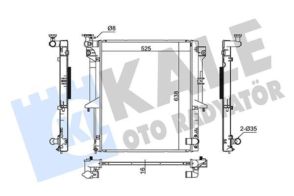 KALE 370400 RADYATÖR MITSUBISHI L200 AL/PL/BRZ 525x638x16