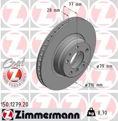 ZIMMERMANN 150.1279.20 FREN DISKI ON BMW E38 94>01