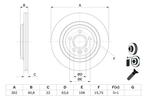 BOSCH 0986479E85 ARKA FREN AYNASI VOLVO S60 10 >13 > S80 II 08 >13 > V60 10 > V70 08 > XC70 07 >13 > 302x5DL