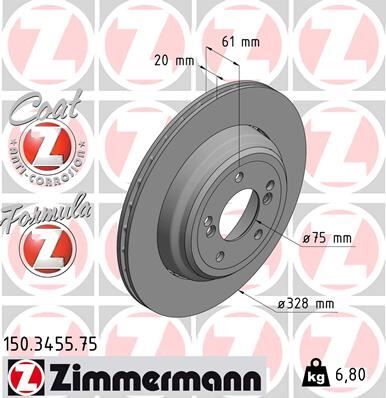 ZIMMERMANN 150.3455.75 FREN DISKI ARKA SOL BMW M5 E39