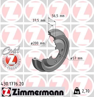 ZIMMERMANN 430.1776.20 ARKA KAMPANA ASTRA F 1.4i-1.6i 91>98 KADETT 79>91 228x200x38x100x56 4DL