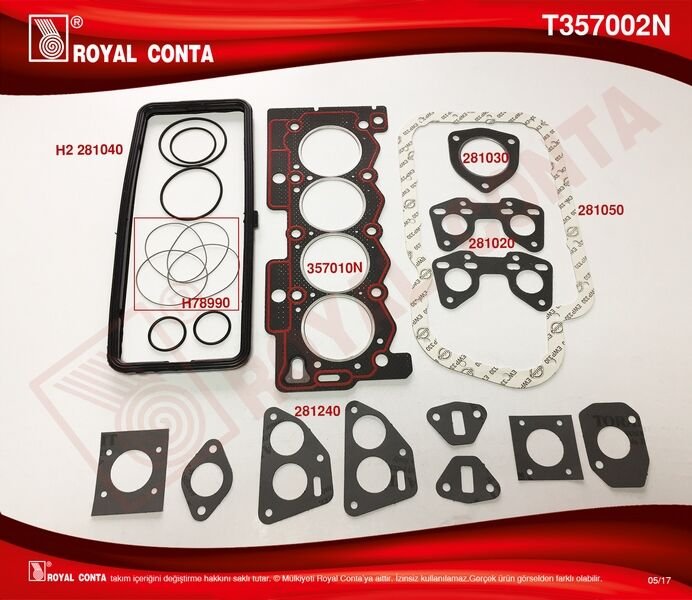 ROYAL T357002N MOTOR TAKIM CONTA AX-BX-C15-SAXO-XSARA-ZX-C3 1.1-1.4 LT. K1F-K1G-K2A-K2B-TU1M-TU3M