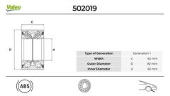 VALEO 502019 ON TEKER RULMANI FOCUS III 11>17 KUGA I-II 08>14 YENI CONNECT 14> ABS LI