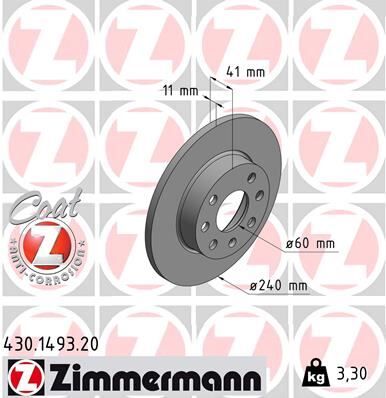 ZIMMERMANN 430.1493.20 ÖN FREN AYNASI CORSA C 1.0-1.2 16V 01>11 240x11x4DL DOLU