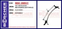 BSC 268931 ÖN CAM SİLECEK MEKANİZMASI MOTORSUZ RENAULT CLIO III 05>