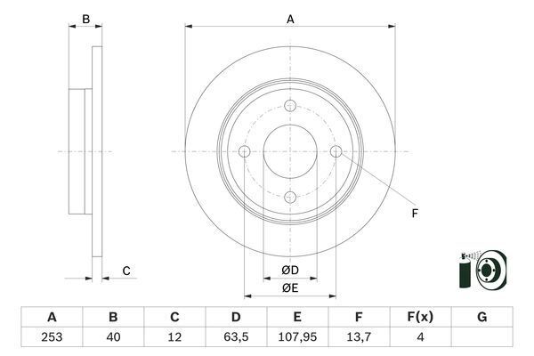 BOSCH 0986479F63 ARKA FREN DISK AYNA FIESTA 17>