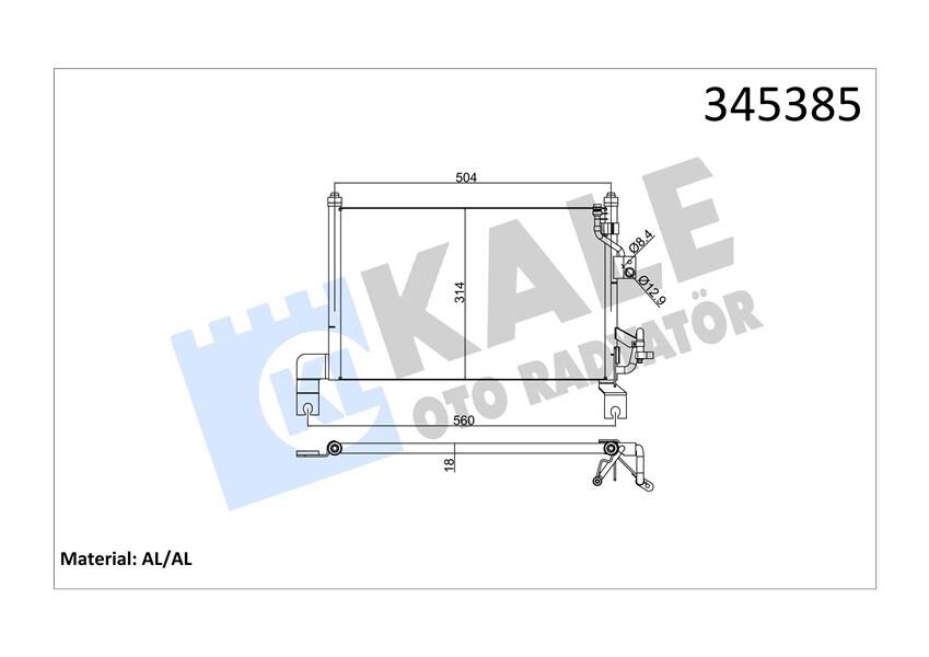 KALE 345385 KLİMA RADYATORU KONDENSERİ FORD RANGER 98> 06 2.5 TD 525X292X16 OTO.-MEK.