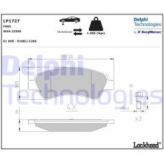 DELPHI LP1727 ÖN FREN BALATASI CORSA F 19> CROSSLAND 17> C2 03> C3 09> AIRCROSS 17> C4 04> C-ELYSEE 12> XSARA 96> BERLINGO 96> PARTNER 96> 206 00> 207 07> 208 12> 301 12> 307 00> 2008 13> 1007 05> DS3 15&