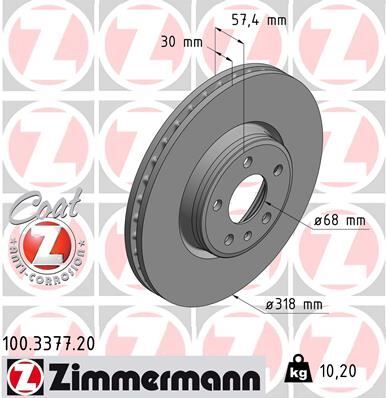 ZIMMERMANN 100.3377.20 FREN DİSKİ ÖN AUDI A4-A5 2015 > 0986479E49-DF6950S