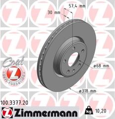 ZIMMERMANN 100.3377.20 FREN DİSKİ ÖN AUDI A4-A5 2015 > 0986479E49-DF6950S