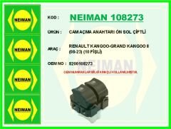 NEIMAN 108273 CAM AÇMA ANAHTARI ÖN SOL ÇİFTLİ RENAULT KANGOO-GRAND KANGOO II 08-23 10 FİŞLİ