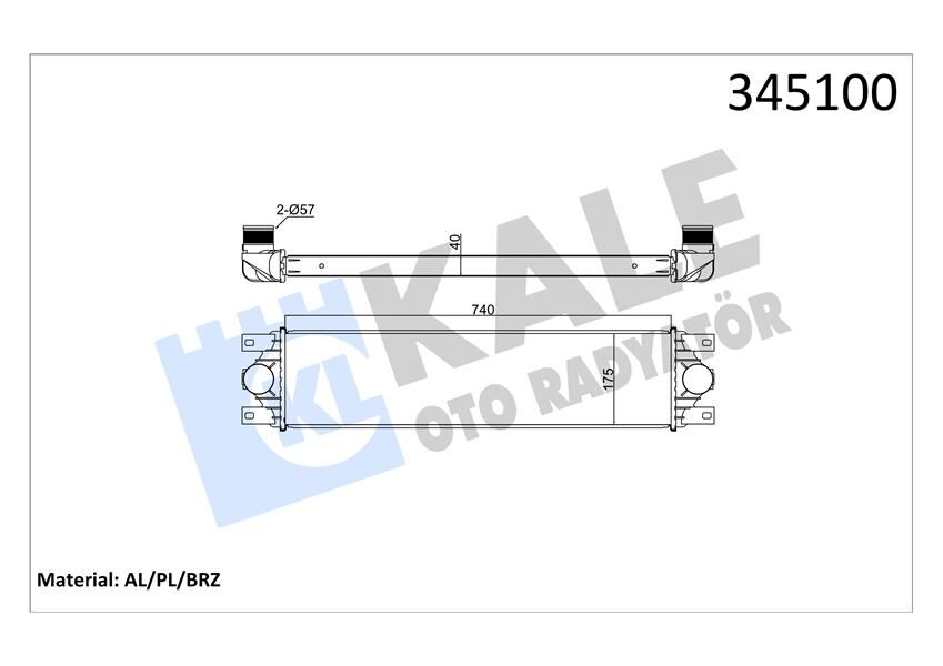 KALE 345100 TURBO RADYATÖRÜ INTERCOOLER MASTER II-III-MOVANO 2.5DCI AL/PL/BRZ 738x175.3x40