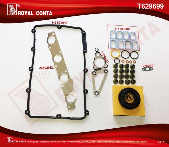 ROYAL T629699 ÜST TAKIM CONTA SKT KEÇ. SUBP.LASTİK SKC SİZ TRANSIT V348 11>14 V363 14 > RANGER 12 > 2.2TDCI 155PS EURO5 A.CEKER