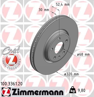 ZIMMERMANN 100.3361.20 ÖN FREN AYNASI A4-A5-A6-A7-Q5 320x30x28xHAVALI 0986479C49-DF6148