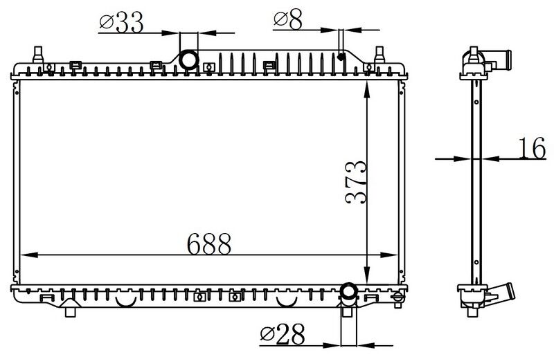 ORIS BCE010016 RADYATÖR BRAZİNG CHERY ALIA MEK 373x688x16