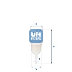 UFI 3100900 ŞEFFAF BENZİN ARA FİLTRE KÜÇÜK TİP ÜNİVERSAL