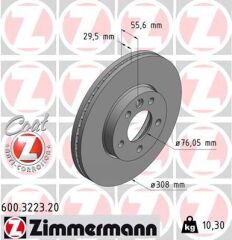 ZIMMERMANN 600.3223.20 ÖN FREN AYNASI TRANSPORTER T5 04/03>MULTIVAN 4.03>TOUAREG 02>CRAFTER 06> 308x29.5x5DLxHAVALI xxx 986479211-DF4308S