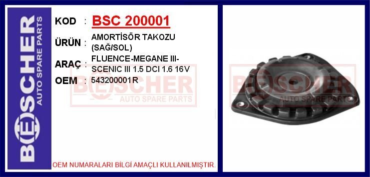 BSC 200001 AMORTİSÖR TAKOZU SAĞ/SOL FLUENCE-MEGANE III-SCENIC III 1.5 DCI 1.6 16V