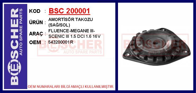 BSC 200001 AMORTİSÖR TAKOZU SAĞ/SOL FLUENCE-MEGANE III-SCENIC III 1.5 DCI 1.6 16V