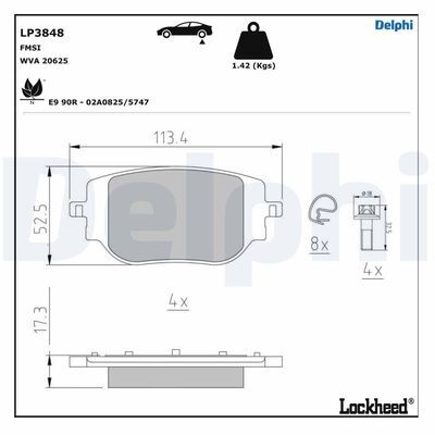 DELPHI LP3848 ARKA FREN BALATASI OTOMATİK EL FRENİ ZAFIRA LIFE 19> VIVARO C 19> JUMPY III 16> EXPERT 16> TOYOTA PROACE 16> 294 mm