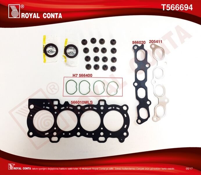 ROYAL T566694 ÜST TAKIM CONTA SKT KEÇELİ SUBP.LAST SUBAP KAPAK CONTASIZ FOCUS II 1.6 16V 03 > 100HP