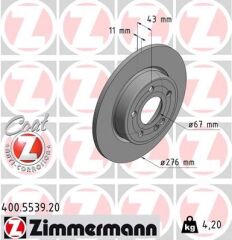 ZIMMERMANN 400.5539.20 FREN DISKI ARKA MERCEDES W177 W247 C118 X118